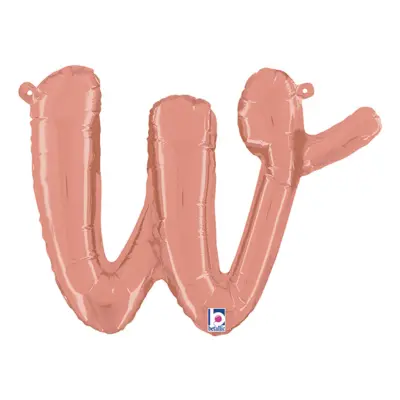 Bokstavsballong Script Roséguld - Bokstav W