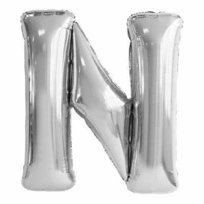 Bokstavsballong Silver Metallic - Bokstav N