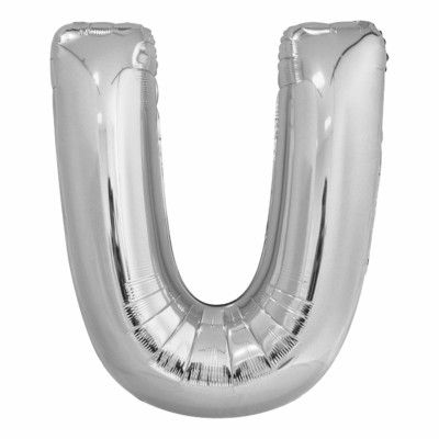 Bokstavsballong Silver Metallic - Bokstav U
