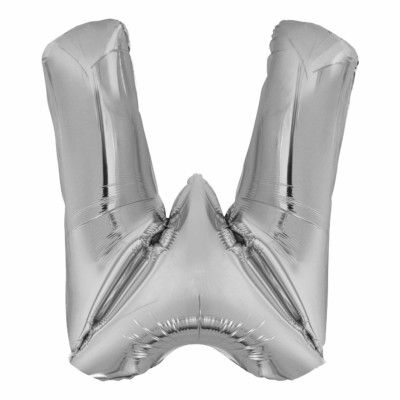 Bokstavsballong Silver Metallic - Bokstav W