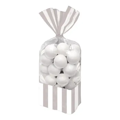 Cellofanpåsar Randiga Silver - 10-pack