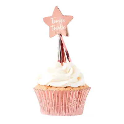Cupcake Dekoration Roséguld Twinkle - 12-pack