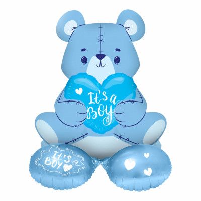 Folieballong Björn Its a Boy Blå