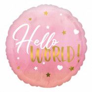 Folieballong Hello World Rosa