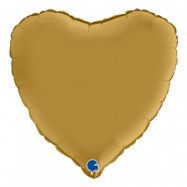 Folieballong Hjärta Guld Satin - 1-pack
