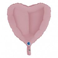 Folieballong Hjärta Matt Pastellrosa - 46 cm