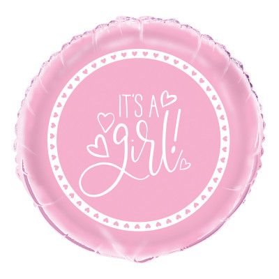 Folieballong It´s A Girl Ljusrosa