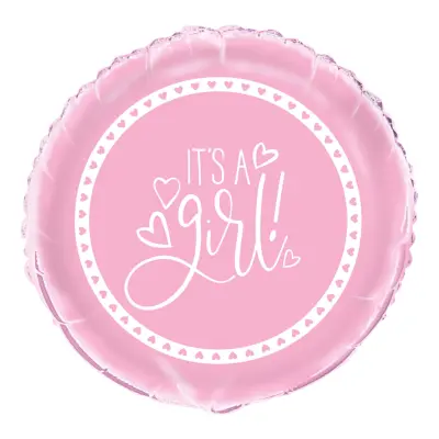 Folieballong It´s A Girl Ljusrosa