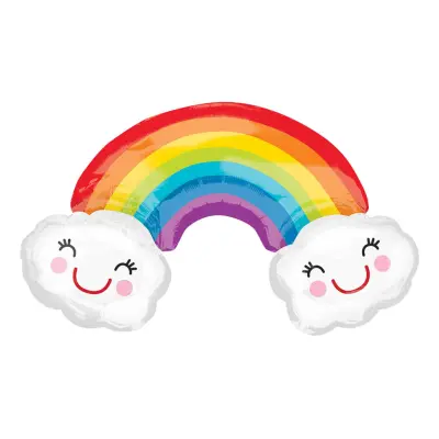 Folieballong Regnbåge med Glada Moln