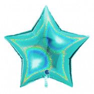 Folieballong Stjärna Glitter Turkos