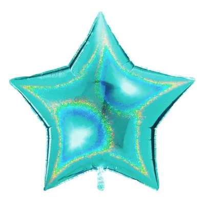 Folieballong Stjärna Glitter Turkos