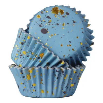 Folieformar Muffins Blå/Guld Flakes - 30-pack
