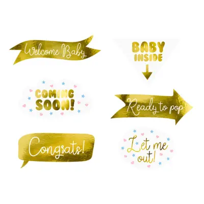 Foto Props Baby Shower Guld Metallic - 6-pack
