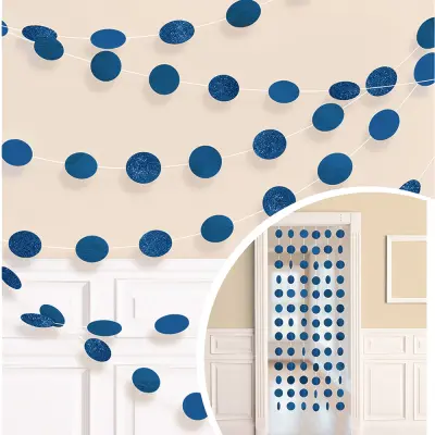 Girlanger Cirklar Mörkblå Glitter - 6-pack