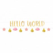 Girlanger Hello World Guld/Rosa