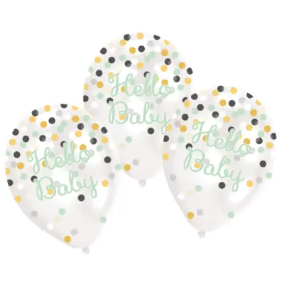 Hello Baby Konfettiballonger 6-pack