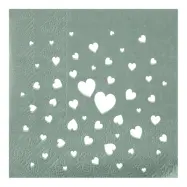 Kaffeservetter Hjärtan Dusty Green - 12-pack
