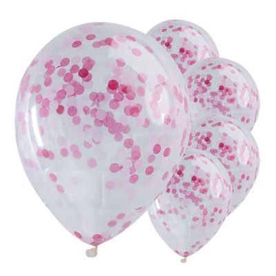Konfettiballonger Rosa Konfetti - 5-pack