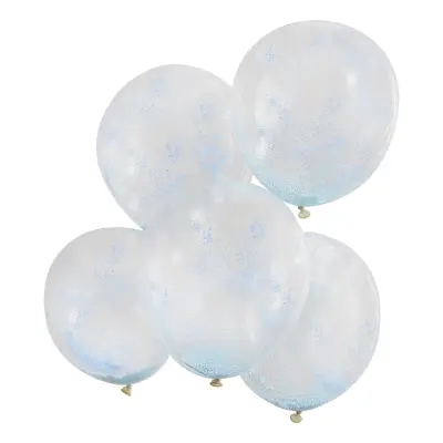 Konfettiballonger Transparant Blå - 5-pack