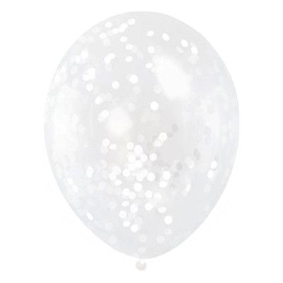 Konfettiballonger Vit - 6-pack