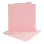 Kort med Kuvert Rosa - 15,2 x 15,2 cm