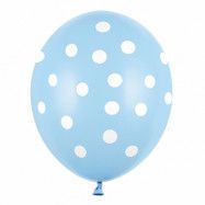 Latexballonger Babyblå Dots - 6-pack
