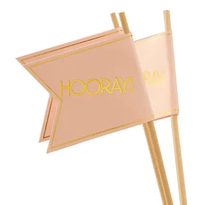 Miniflaggor Bröllop Guld/Rosa - 10-pack