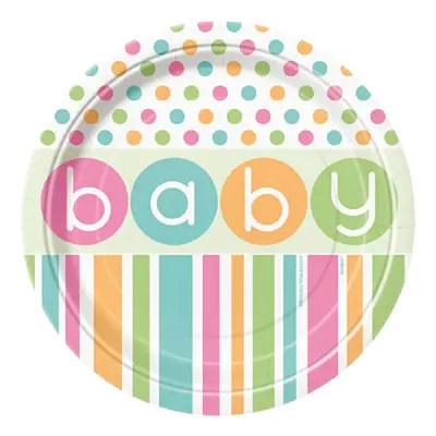 Pappersassietter Babyshower Pastell - 8-pack