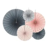 Pappersfjädrar Grå/Persika/Rosa Mix - 5-pack