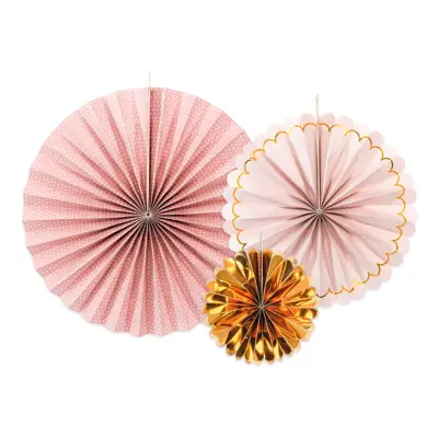 Pappersfjädrar Guld/Rosa Mix - 3-pack