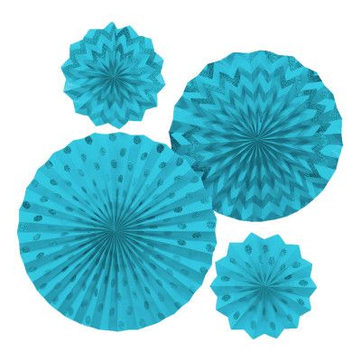 Pappersfjädrar Ljusblå Glitter - 4-pack