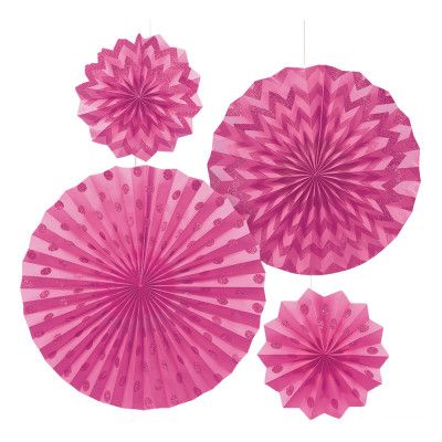 Pappersfjädrar Rosa Glitter - 4-pack