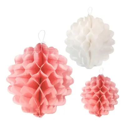 Pappersfjädrar Rosa/Vit - 3-pack