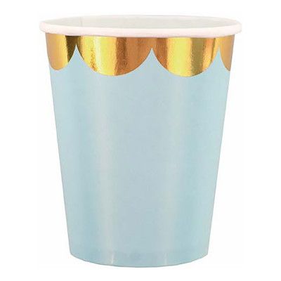 Pappersmuggar Pastell Blå/Guld - 8-pack