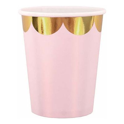 Pappersmuggar Pastell Rosa/Guld - 8-pack