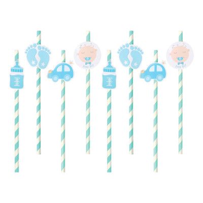 Papperssugrör Baby Blå - 8-pack