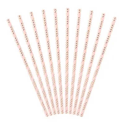 Papperssugrör Rosa/Guld - 10-pack