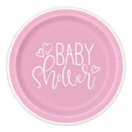 Papperstallrikar Baby Shower Rosa - 8-pack