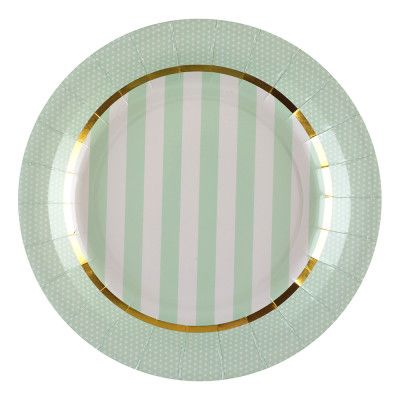 Papperstallrikar Babyshower Randiga Blå - 10-pack