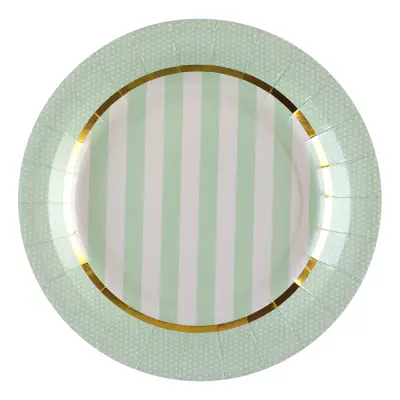 Papperstallrikar Babyshower Randiga Blå - 10-pack