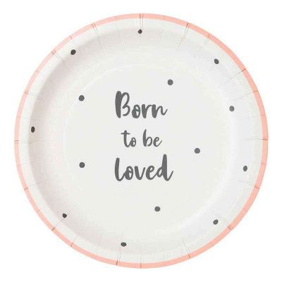 Papperstallrikar Born to be Loved Flicka - 12-pack