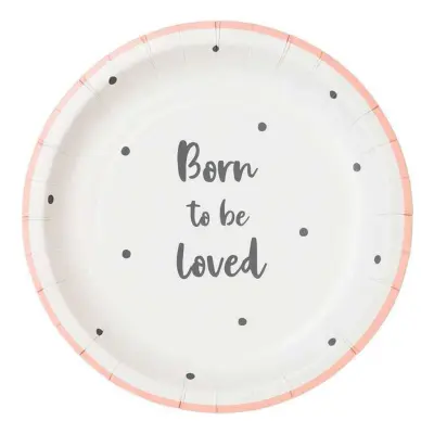 Papperstallrikar Born to be Loved Flicka - 12-pack