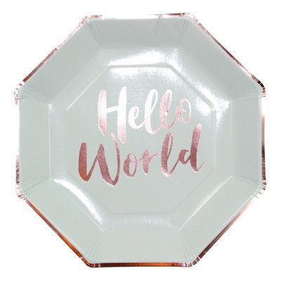 Papperstallrikar Hello World - 8-pack