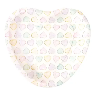 Papperstallrikar Hjärtan Watercolor - 8-pack