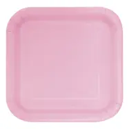 Papperstallrikar Kvadrat Ljusrosa - 14-pack