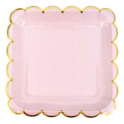 Papperstallrikar Pastell Rosa/Guld - 8-pack
