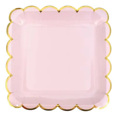 Papperstallrikar Pastell Rosa/Guld - 8-pack