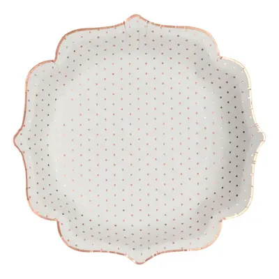 Papperstallrikar Prickiga Vit/Roséguld - 10-pack