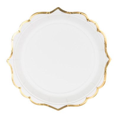 Pappersassietter Rund Vit/Guld - 6-pack