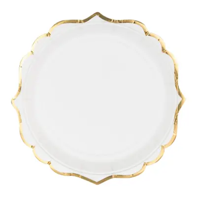 Pappersassietter Rund Vit/Guld - 6-pack